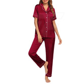 Luxury Women’s 2-Piece Satin Nightwear Set – Soft Flannel Silk Pajama Suit | Quick Dry, Breathable & Comfortable Homewear for Ladies