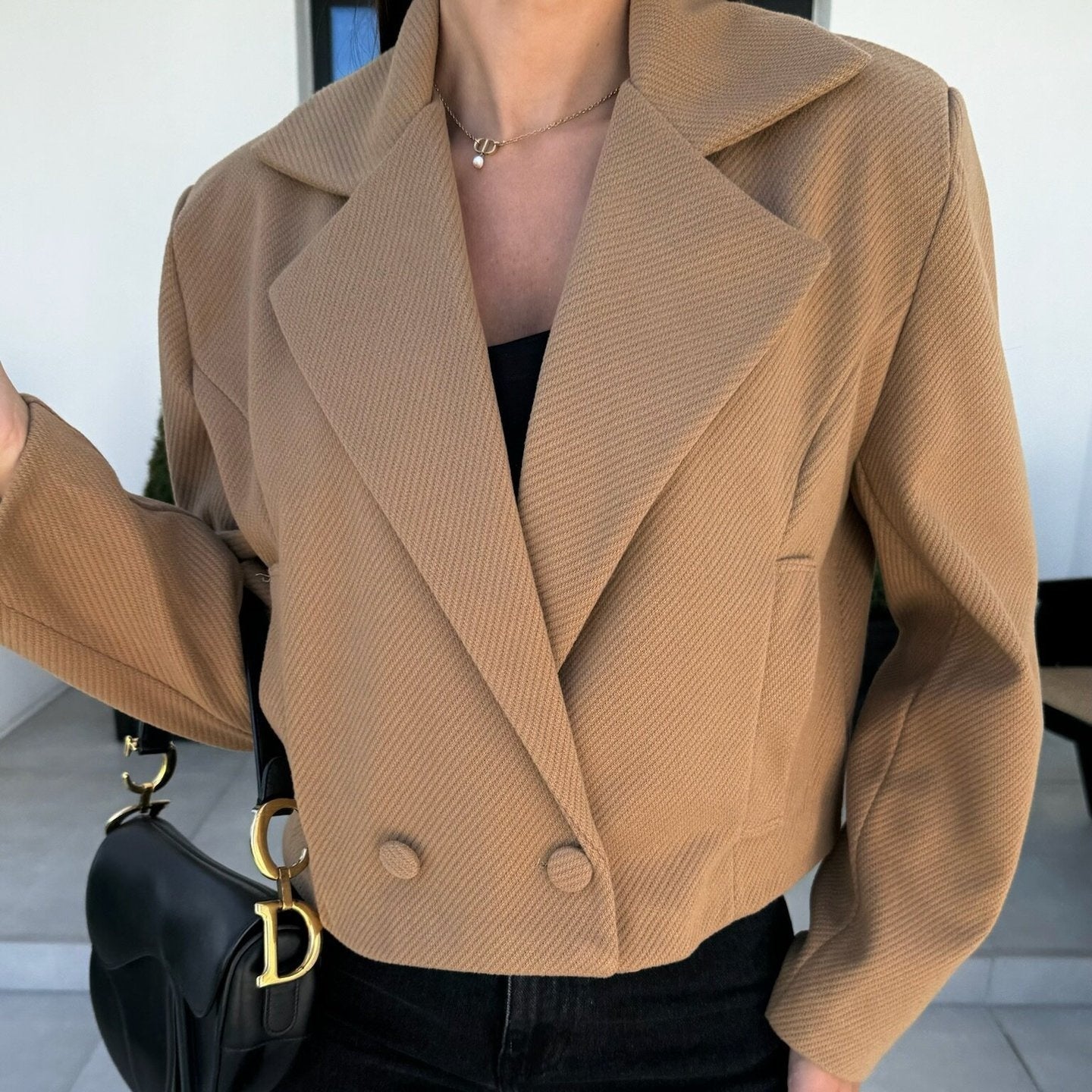 British Personalized Women's Suit Collar Woolen Jacket