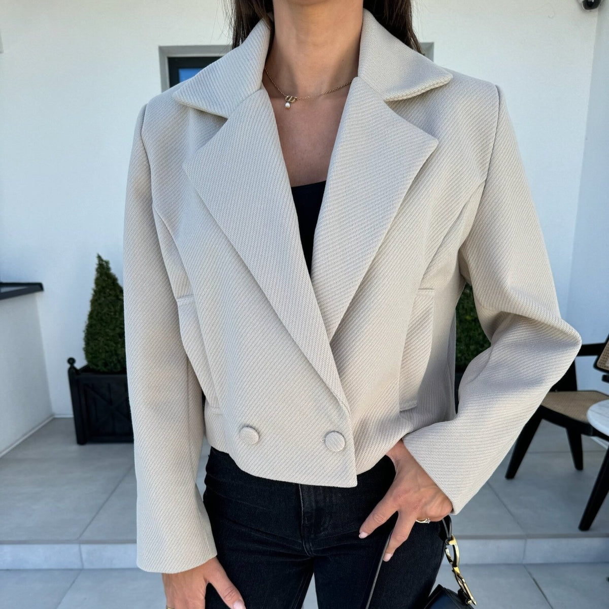 British Personalized Women's Suit Collar Woolen Jacket
